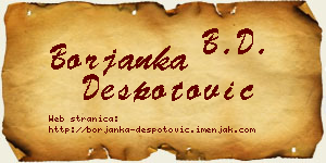 Borjanka Despotović vizit kartica